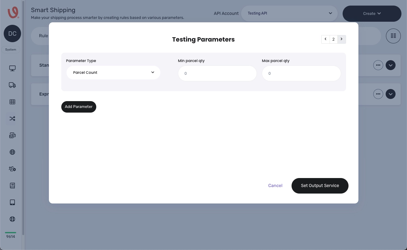 Parcel Count Rule Parameter Voila